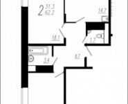 2-комнатная квартира площадью 62 кв.м, Колпакова ул., 44 | цена 4 413 432 руб. | www.metrprice.ru