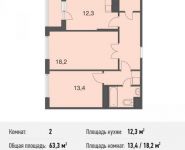 2-комнатная квартира площадью 63.3 кв.м, Нагатинский 1-й пр., 16С1 | цена 12 356 160 руб. | www.metrprice.ru