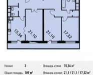 3-комнатная квартира площадью 109 кв.м, 1-й Нагатинский проезд, 11к1 | цена 19 907 760 руб. | www.metrprice.ru