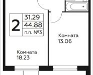 2-комнатная квартира площадью 44.88 кв.м, д.Столбово, уч.40/2, корп.4 | цена 4 657 646 руб. | www.metrprice.ru