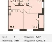 2-комнатная квартира площадью 69.6 кв.м, Головинское ш, 5 | цена 12 736 800 руб. | www.metrprice.ru