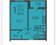 1-комнатная квартира площадью 38.4 кв.м, Производственная, 6, корп.1 | цена 4 395 264 руб. | www.metrprice.ru