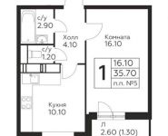 1-комнатная квартира площадью 35.7 кв.м, Косинское шоссе, д. 19к 17 | цена 2 988 090 руб. | www.metrprice.ru