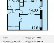 1-комнатная квартира площадью 51.7 кв.м, Нагатинский 1-й пр., 11 | цена 13 036 133 руб. | www.metrprice.ru