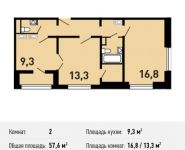 2-комнатная квартира площадью 57.6 кв.м, Недорубова улица, д.1 | цена 5 935 680 руб. | www.metrprice.ru