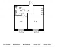 1-комнатная квартира площадью 43.3 кв.м,  | цена 5 395 180 руб. | www.metrprice.ru