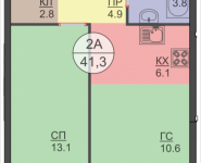 2-комнатная квартира площадью 41.6 кв.м, Авангардная, корп.7 | цена 4 825 600 руб. | www.metrprice.ru