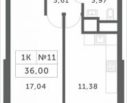 1-комнатная квартира площадью 36 кв.м, Мякининское шоссе, 2 | цена 3 135 600 руб. | www.metrprice.ru