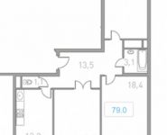 3-комнатная квартира площадью 79 кв.м в ЖК "Центр-2", Автозаводская ул. | цена 5 782 800 руб. | www.metrprice.ru