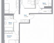 3-комнатная квартира площадью 74.08 кв.м, Новорязанское шоссе, 11, корп.11 | цена 4 910 170 руб. | www.metrprice.ru