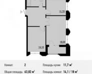 2-комнатная квартира площадью 63.8 кв.м, Берзарина ул., 28 | цена 12 497 680 руб. | www.metrprice.ru