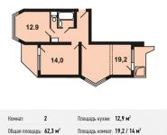 2-комнатная квартира площадью 62.3 кв.м,  | цена 4 311 160 руб. | www.metrprice.ru