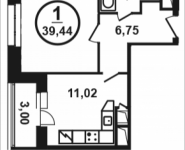 1-комнатная квартира площадью 39.44 кв.м, Петра Алексеева, 12а, корп.4 | цена 7 124 975 руб. | www.metrprice.ru