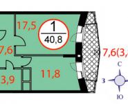 1-комнатная квартира площадью 40 кв.м, Фасадная ул., 2 | цена 3 876 000 руб. | www.metrprice.ru