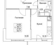 1-комнатная квартира площадью 37.91 кв.м, 2-я Муравская | цена 5 013 582 руб. | www.metrprice.ru
