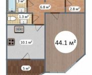 1-комнатная квартира площадью 44.2 кв.м, Александры Монаховой ул., 109К4 | цена 5 600 000 руб. | www.metrprice.ru