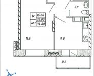 1-комнатная квартира площадью 34.8 кв.м, Дружбы, 40 | цена 3 540 900 руб. | www.metrprice.ru