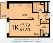 1-комнатная квартира площадью 41.8 кв.м, Внутренний проезд, 8, корп.1 | цена 8 205 395 руб. | www.metrprice.ru