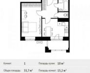 1-комнатная квартира площадью 35.7 кв.м, Липовая ул., ДВЛ3 | цена 2 583 694 руб. | www.metrprice.ru