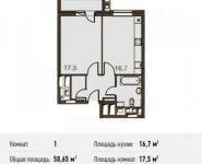 1-комнатная квартира площадью 50.7 кв.м, Донецкая улица, 30с29 | цена 8 796 712 руб. | www.metrprice.ru