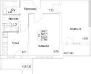 2-комнатная квартира площадью 53.33 кв.м, 2-я Муравская | цена 7 257 146 руб. | www.metrprice.ru