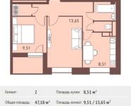 2-комнатная квартира площадью 47.18 кв.м,  | цена 4 741 590 руб. | www.metrprice.ru