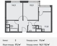 2-комнатная квартира площадью 57.2 кв.м, Докучаев пер., 2 | цена 15 444 000 руб. | www.metrprice.ru