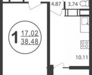 1-комнатная квартира площадью 38 кв.м, Гагарина ул., 60 | цена 2 081 383 руб. | www.metrprice.ru