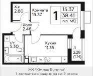 1-комнатная квартира площадью 38.41 кв.м, д.Столбово, уч.40/2, корп.4 | цена 3 853 003 руб. | www.metrprice.ru