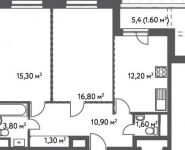 2-комнатная квартира площадью 63.5 кв.м, Софьи Ковалевской ул., 20 | цена 9 258 935 руб. | www.metrprice.ru