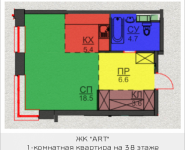 1-комнатная квартира площадью 38.8 кв.м, Авангардная, корп.5 | цена 5 082 800 руб. | www.metrprice.ru