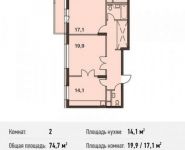 2-комнатная квартира площадью 74.7 кв.м, Донецкая улица, 30с29 | цена 18 212 309 руб. | www.metrprice.ru