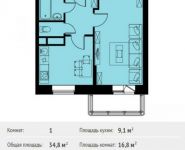 1-комнатная квартира площадью 34 кв.м, Фруктовая ул., 1К1 | цена 3 598 932 руб. | www.metrprice.ru