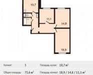 3-комнатная квартира площадью 73.6 кв.м, Катюшки ул. | цена 4 577 920 руб. | www.metrprice.ru