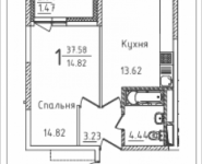 1-комнатная квартира площадью 37.58 кв.м, Михайлова, 31, корп.31 | цена 5 387 730 руб. | www.metrprice.ru