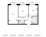 2-комнатная квартира площадью 54.7 кв.м,  | цена 6 935 960 руб. | www.metrprice.ru