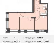 2-комнатная квартира площадью 58.2 кв.м, Донецкая ул., 30С1 | цена 6 316 710 руб. | www.metrprice.ru