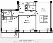 2-комнатная квартира площадью 53.2 кв.м, Просвещения, 12 | цена 2 886 001 руб. | www.metrprice.ru