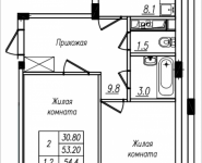 2-комнатная квартира площадью 54.4 кв.м, Просвещения, 12 | цена 2 804 032 руб. | www.metrprice.ru