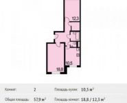 2-комнатная квартира площадью 57.9 кв.м, проспект Героев, 8 | цена 4 049 050 руб. | www.metrprice.ru