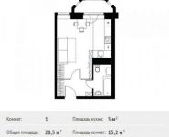 1-комнатная квартира площадью 28.5 кв.м, Липовая ул., ДВЛ3 | цена 2 414 845 руб. | www.metrprice.ru