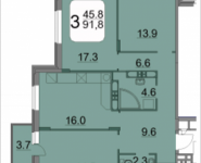 3-комнатная квартира площадью 91.2 кв.м, 9 мая, 12Б | цена 8 025 600 руб. | www.metrprice.ru