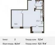 2-комнатная квартира площадью 46.6 кв.м, Богородский мкр, 14 | цена 3 128 258 руб. | www.metrprice.ru