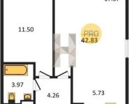 2-комнатная квартира площадью 42.8 кв.м,  | цена 3 717 000 руб. | www.metrprice.ru