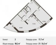 2-комнатная квартира площадью 88.2 кв.м, Некрасова ул., 18 | цена 7 144 200 руб. | www.metrprice.ru