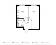 1-комнатная квартира площадью 40.1 кв.м,  | цена 7 667 120 руб. | www.metrprice.ru