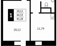 1-комнатная квартира площадью 45.3 кв.м, Клубная, 13 | цена 4 811 766 руб. | www.metrprice.ru