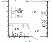 1-комнатная квартира площадью 28.4 кв.м, Дружбы, 1, корп.2 | цена 3 010 400 руб. | www.metrprice.ru