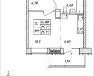 1-комнатная квартира площадью 26.8 кв.м, Горная, 7 | цена 1 820 390 руб. | www.metrprice.ru