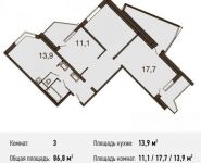 3-комнатная квартира площадью 86.8 кв.м, Автозаводская ул., 105 | цена 5 902 400 руб. | www.metrprice.ru